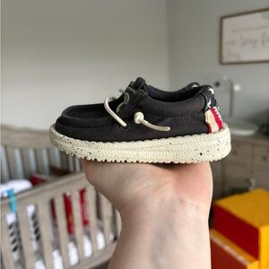 Hey Dude Black Kids Moccasins with Cream Sole